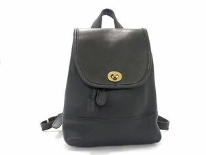 1円 ■美品■ COACH コーチ 9960 オールドコーチ ヴィンテージ USA アメリカ製 レザー リュックサック バックパック ブラック系 BJ3202