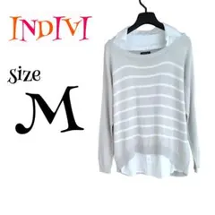 ♣INDIVI インディヴィ ☆ ニット M グレー ボーダー