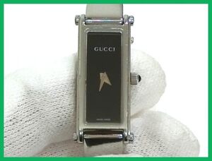 2308★F-1059★稼働品！GUCCI グッチ 1500L 腕時計 クォーツ 2針 文字盤ブラック 電池交換済み　中古