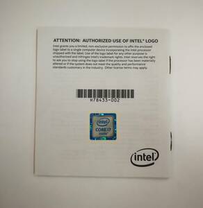 正規品 【 INTEL CORE i7 6th Gen 】エンブレムシール 未使用 INTEL CORE i7 シール 複数在庫