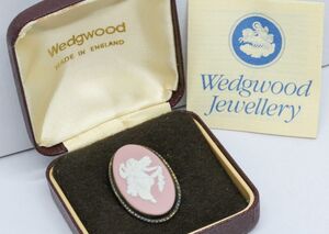 ウェッジウッド ジャスパー ピンブローチ ピンク カメオ 女神 WEDGEWOOD