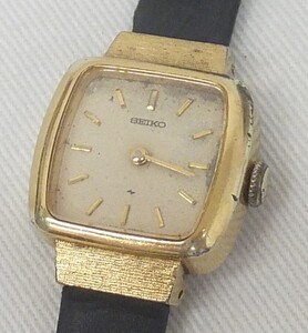 【中古動作品/現状品】★SEIKO 手巻き式 レディース 腕時計 金色文字盤 11-5070