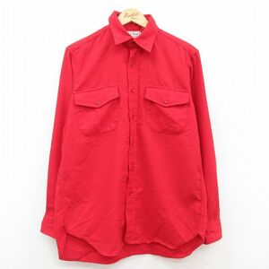 L/古着 エルエルビーン LLBEAN 長袖 ブランド シャツ メンズ 80s 赤 レッド 23jul22 中古 トップス