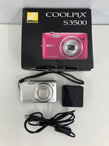 100円～◎NIKON ニコン COOLPIX S3500 バッテリー 充電器ケーブル付 シルバー コンパクトデジタルカメラ クールピクス 通電確認済み カメラ