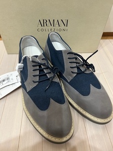 新品*アルマーニコレッツォーニ ARMANI COLLEZIONI 靴 27cm 綿 牛革 メンズ 42