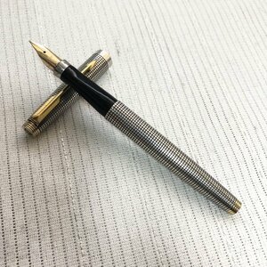 1円～ メンテ済 PARKER パーカー STERING SILVER 925 シルバー 銀無垢 万年筆＜F＞ K14金ペン コンバータ? カートリッジ式 IW406BP01PRK//