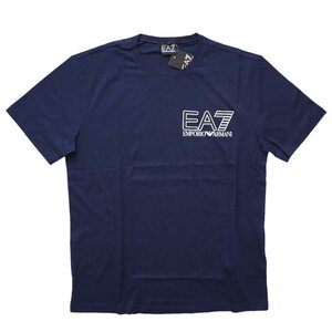 ◆新品◆エンポリオアルマーニ EA7◆胸元にリッチな気分を忍ばせる大人の ワンポイント ロゴ 半袖 Tシャツ L ネイビー◆EMPORIO ARMANI