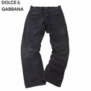 DOLCE＆GABBANA ドルチェ＆ガッバーナ ロゴ プレート★ タイト ストレート デニム パンツ ジーンズ Sz.44　メンズ　I4B00653_3#R