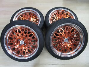 廃盤品 中古 WORK Seeker 17インチ 7.5J +25 / +38 4H100 中古 18年製 LUCCINI BUONO SPORT 205/45R17 ローダウン コンパクトカーに