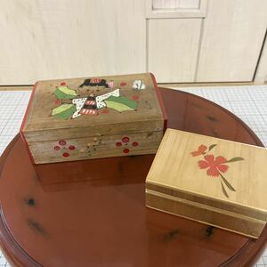 昭和レトロ　アンティーク 木製 小物入れ　女の子　宝箱　木箱