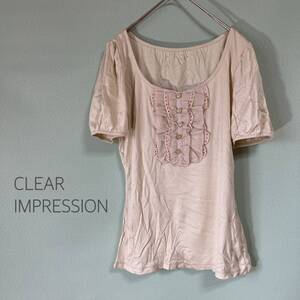 ◎CLEAR IMPRESSION クレアインプレッショ 半袖カットソー カットソー フリルカットソー レディース サイズ2 Mサイズ相当 春夏