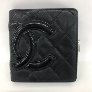 CHANEL シャネル カンボン 二つ折財布 黒　10650025　【DAAR0013】