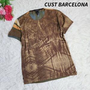 CUST BARCERONA エスニック総柄・半袖Tシャツ 切り替え 68090