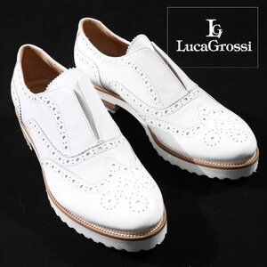 新品1円～★定価4.1万 Luca Grossi ルカ グロッシ レディース イタリア製 牛革レザー メダリオンシューズ 37.5 23.5-24.0cm 白 ◆4517◆