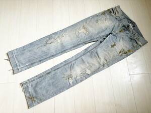 05AW DOLCE&GABBANA ドルチェ＆ガッバーナ D&G デニム ペイント ペンキ リペア ダメージ加工 50 REPAIR PAINT INDIGO DENIM PANTS △6 