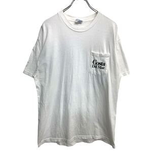 Hanes 半袖 プリント Tシャツ Lサイズ ポケットTシャツ バックプリント ホワイト コットン 古着卸 アメリカ仕入 t2408-3274