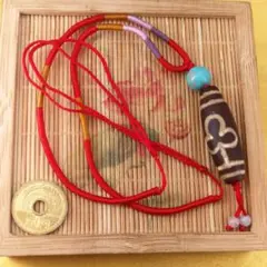 チベット菩提天珠+10mmターコイズ珠手編みネックレス(整理番号:AU088)