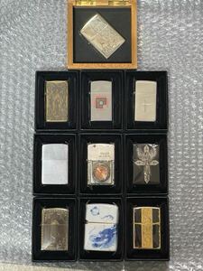 zippo おまとめ 10点 年代物 含む 限定品 ゴールド タイムライト 1977年製 GOLD ディープインパクト 年代物 陶器 立体メタル ウッド 