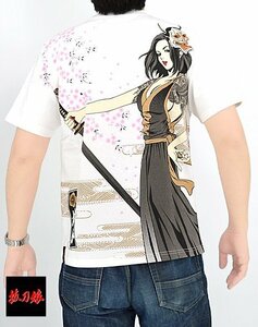 抜刀娘 一華般若半袖Tシャツ◆抜刀娘 ホワイトMサイズ 232044 和柄 和風 着物 花魁