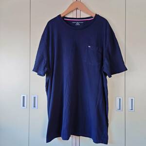 TOMMY HIL FIGER(トミーヒルフィガー)　 US古着 半袖Tシャツ XL　【ネイビー】 胸ポケあり　　　　103-6H2613