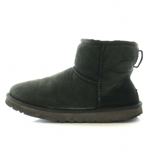 アグ オーストラリア UGG australia CLASSIC MINI クラシックミニ ムートンブーツ ショートブーツ スエード ロゴ US7 グレー 5854 W