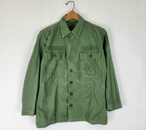 美品 ～60s U.S.ARMY ファティーグシャツ M PEACE なカスタムペイント ～60年代 米軍実物 ユーティリティシャツ ビンテージ ミリタリー