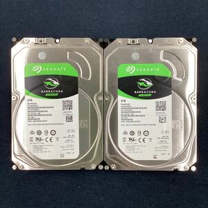 y5416 Seagate BarraCuda ST4000DM004 3.5インチ 4TB SATA HDD 2点まとめ売り ハードディスク 内蔵型 動作確認済 中古