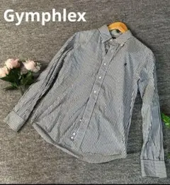 Gymphlex　ジムフレックス　シャツ　長袖　ストライプ　青　Sサイズ