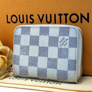 Louis Vuitton ルイヴィトン ダミエ アズール ジッピーコインパース 小銭入 名刺 カード入れ 白 ホワイト系 N63069 フランス製