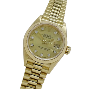 ロレックス ROLEX デイトジャスト 69178G E番 時計 レディース ブランド 10P ダイヤモンド 自動巻き AT 750YG 18K 金無垢 OH・磨き済み