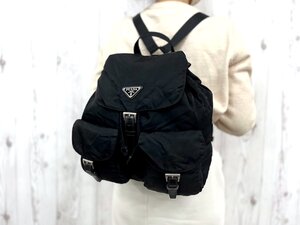 極美品 PRADA プラダ テスート ナイロンリュック リュックサック バッグ ナイロン×レザー 黒 79883Y