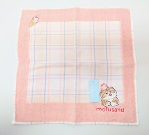 猫柄　猫雑貨　猫グッズ　モフサンド　mofusand ぢゅの　ミニタオル 　アイスクリームにゃん ピンク　ねこ　ネコ　キャット