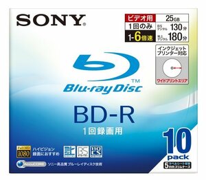 SONY ビデオ用BD-R 追記型 片面1層25GB 6倍速 プリンタブル 10枚P 10BNR1VBPS6(中古品)　(shin