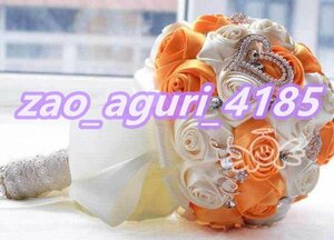 結婚式造花ウェディングブーケブライダルブーケローズウェディングブーケ_Cream and Orange