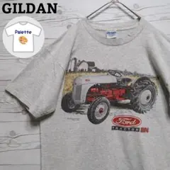 GILDAN　ギルダン　フォード　トラクター　古着　プリント　Tシャツ　グレー