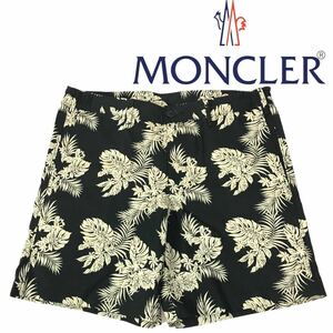 k180 正規品 MONCLER モンクレール メンズ ショートパンツ ハーフパンツ PANTALONE BERMUDA ボタニカル 50 ブラック 良品 ボトム 綿100%