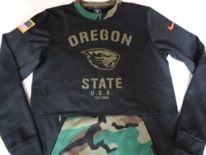 激レア【Nike】製【DRI FIT】USカレッジ【OREGON ST BEAVERS】USA国旗ワッペン スウォッシュ ロゴプリント ポケット付トレーナーUS Sサイズ