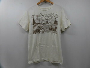 アメリカ製 HIPPYTREE ヒッピーツリー 上野商会 イラストプリント 半袖Tシャツ トップス オーガニックコットン100％ オフホワイト 白 M