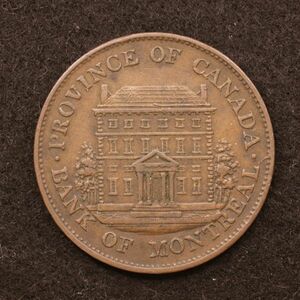 KM#Tn18/カナダ植民地 モントリオール銀行 1/2ペニー銅貨（1844）[E4158]コイン