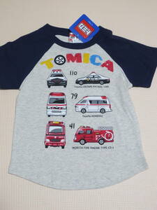 新品 100 トミカ 半袖Tシャツ パトカー 救急車 消防車 働く車柄 トヨタ クラウン パトロールカー ハイメディック 男の子 95cm～ 送料無料