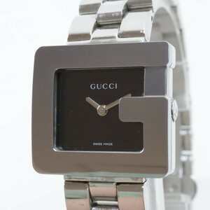 2409-638 グッチ クオーツ 腕時計 GUCCI 3600L スクエア 黒色文字盤 銀色ケース 純正ベルト