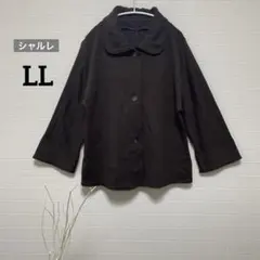 【シャルレ】春ジャケット　トレーナー　ブラウン（LL）ゆったり　カーディガン