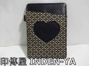 X4J014◆本物◆ 印傳屋 INDEN-YA ブラック 小花柄 パスケース 定期入れ