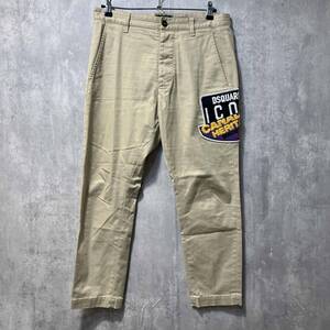 21ss DSQUARED2 Patchwork pant 綿パンツ　サイズ：48 ベージュ ディースクエアード 店舗受取可