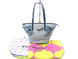 ★中古品★Think Bee! Just Heart トートバック 千鳥格子 ハウンズトゥース エコバック? おまけ