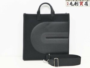 エルメス HERMES オリゾンレコード デザインバッグ Y刻 ブラック シルバー金具 キャンバス レザー トートバッグ 極上美品 バッグ