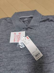 未使用(未開封)☆UNIQLO「ドライEXポロシャツ」タグ・ボタン付き/半袖/グレー/Lサイズ/ユニクロ/人気/オシャレ