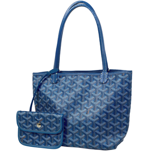 ゴヤール GOYARD サンルイ ジュニア ハンドバッグ ショルダーバッグ 肩掛け ミニ コーティングキャンバス ブルー レディース 【中古】