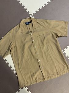 【美品】Polo Ralph Lauren CALDWELL ベージュ　シャツラルフローレン 半袖 オープンカラーシャツ シルク 開襟シャツ