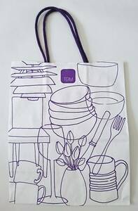 ■TGM ショップ袋1枚 紙袋 手提げ袋 ショッパー コレクション 食器柄 キッチン雑貨柄 約/縦26.5cm×横22cm×マチ12cm